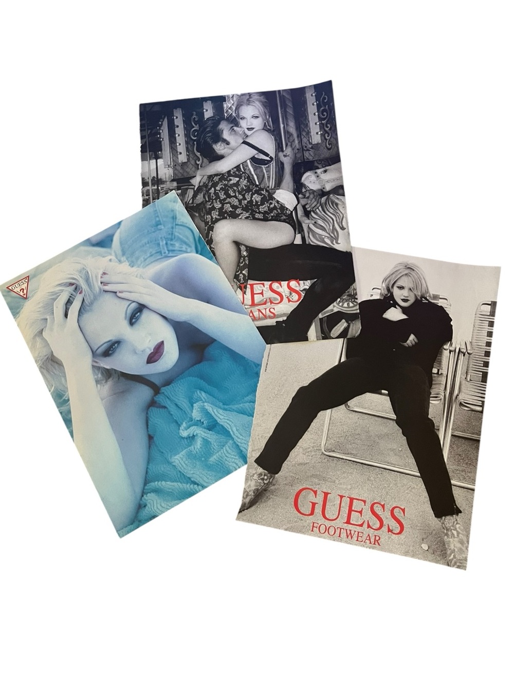 Vintage GUESS Magazine Ad Lot Dress Barrymore 90s Fashion Photography Clippings - Picture 6 of 6